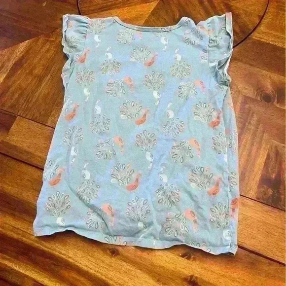 Carter’s Baby Girl blue Short Flutter Sleeve Peacock Shirt, size 12 - Picture 4 of 4